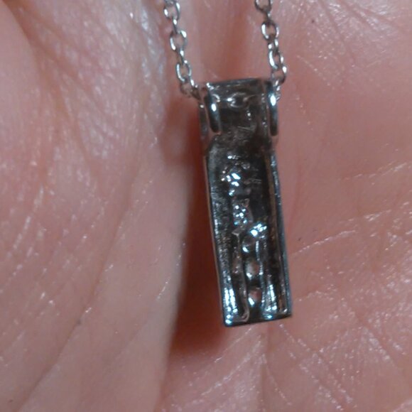 Simulated Diamond Bar Pendant Sterling Silver Necklace - Picture 13 of 13